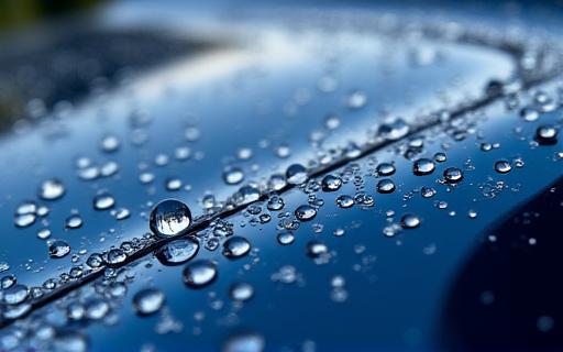 세라믹 코팅 후 물방울이 맺힌 자동차 표면